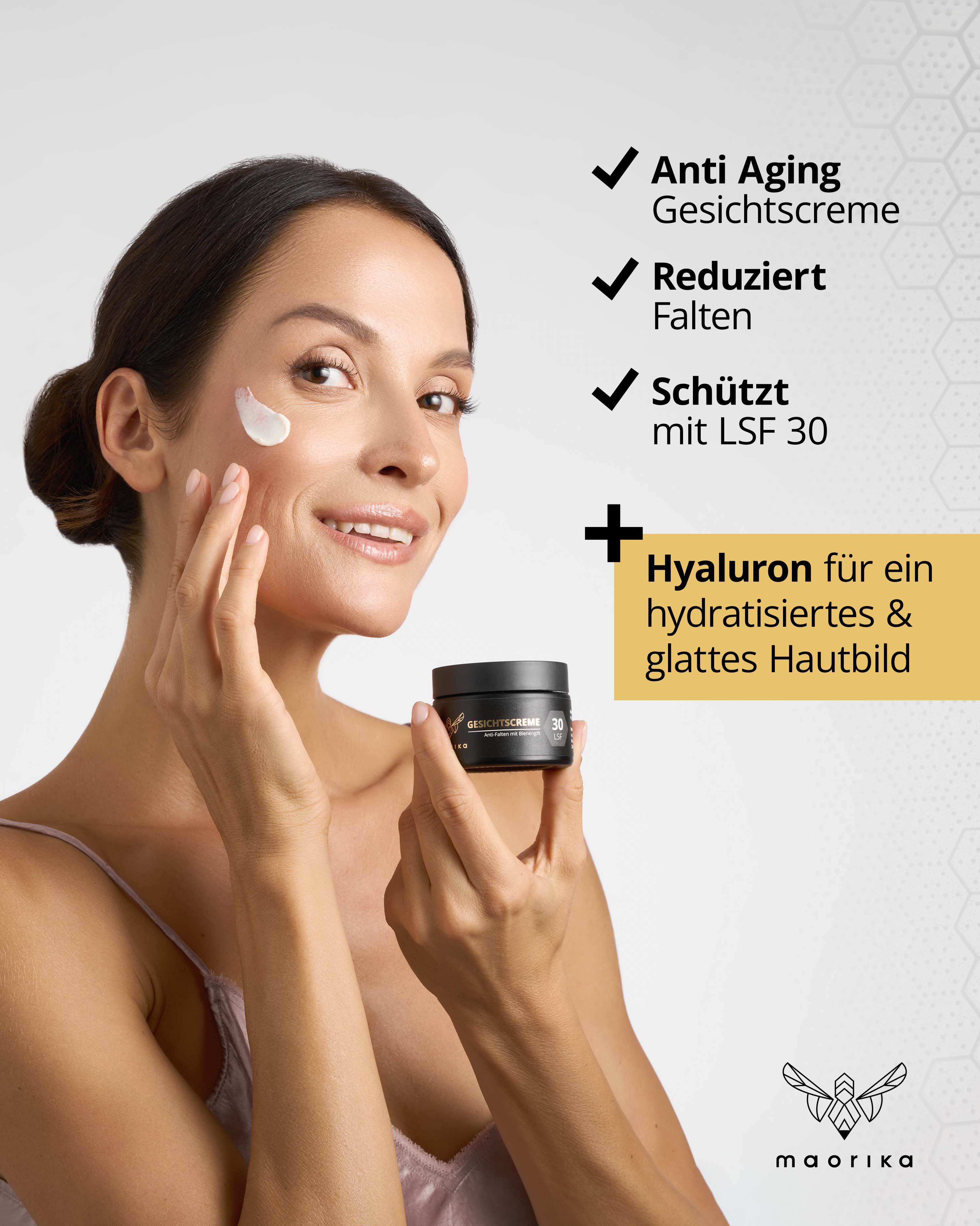 Crème hyaluronique Manuka au venin d'abeille SPF30